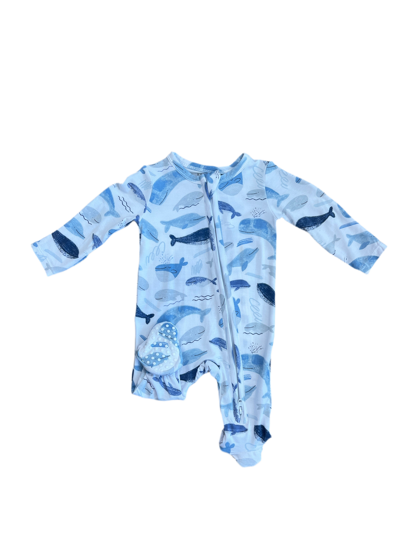 Blue Whales Zipper Footie