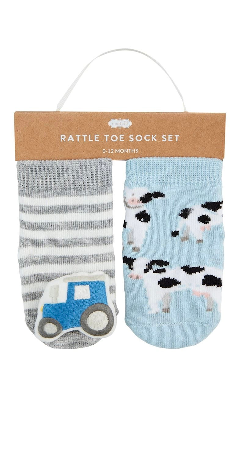 Cow Farm Rattle Toe Socks