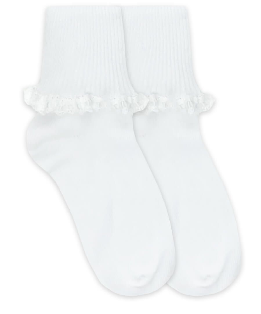 Jefferies Socks Cluny & Satin Lace Turn Cuff Socks 1 Pair