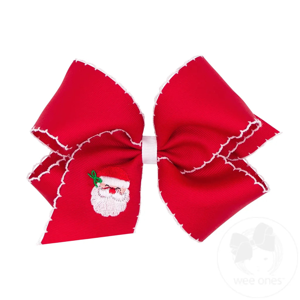 Red W/ White Moonstitch Santa