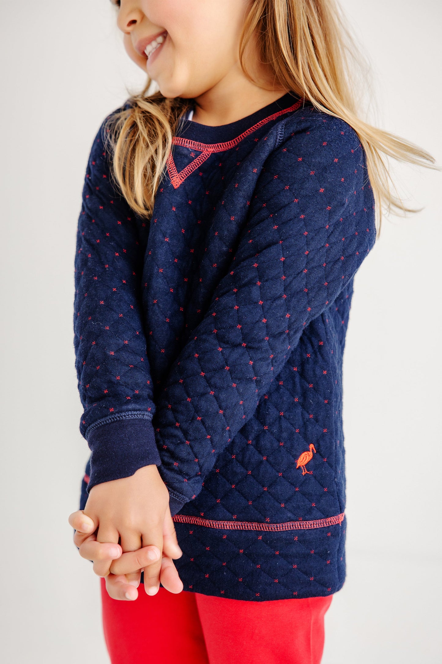 Nantucket Navy Quilted Cassidy Comfy Crewneck