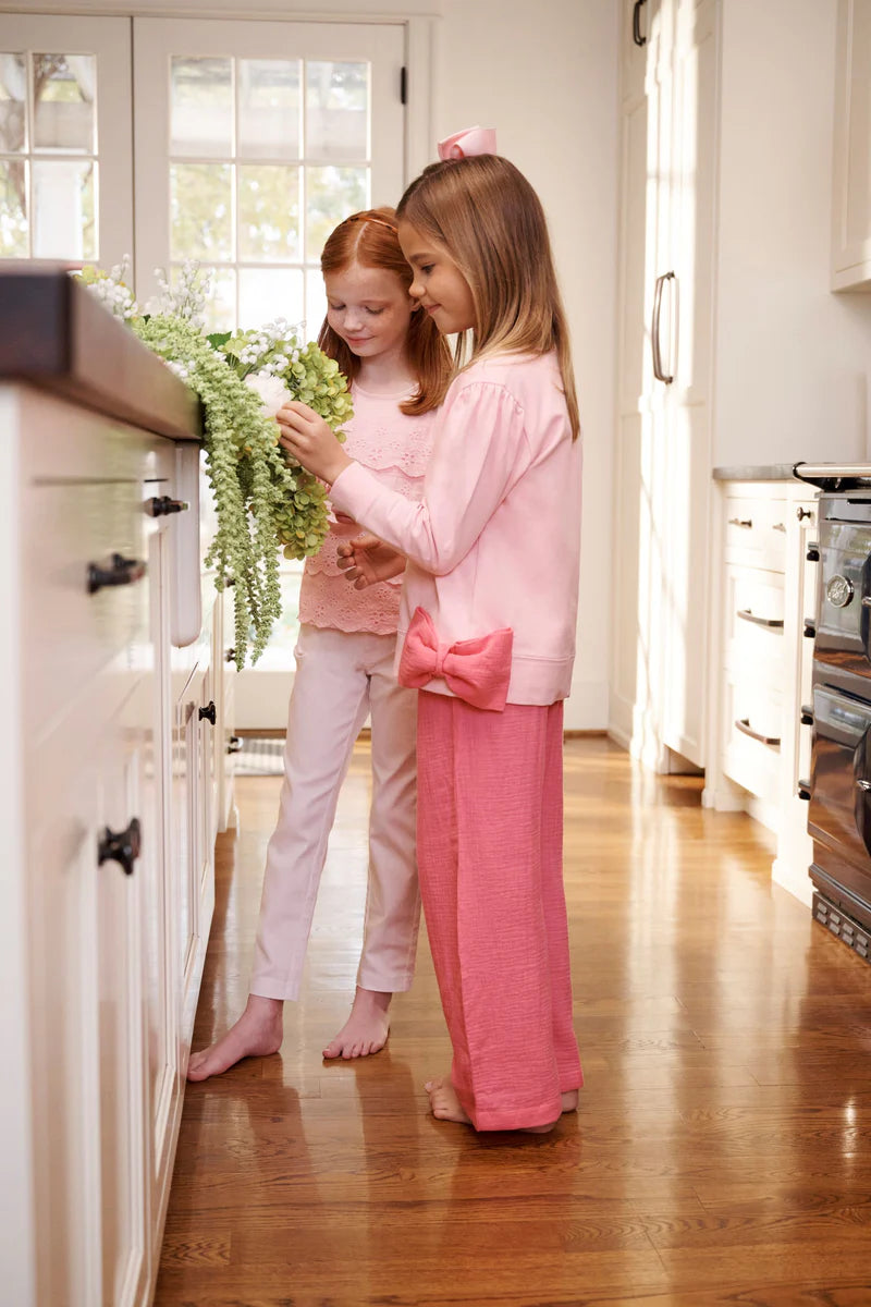Cassidy Comfy Crewneck with Bow - Palm Beach Pink/Romany Rose