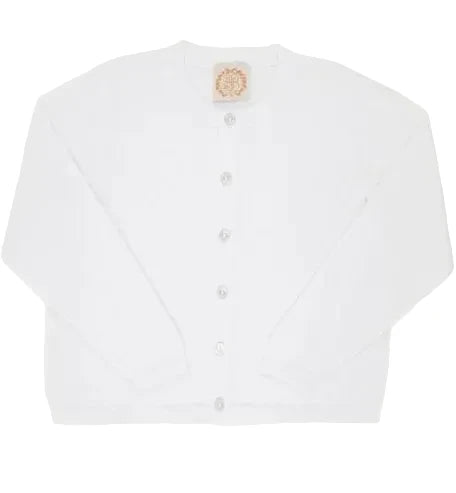 Worth Ave White Cambridge Cardigan w/ Pearl Buttons