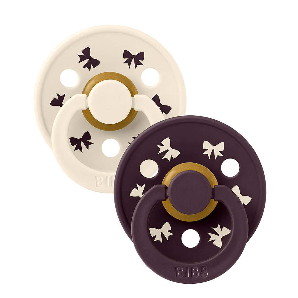 Colour Bow 2 pk - Ivory/Plum