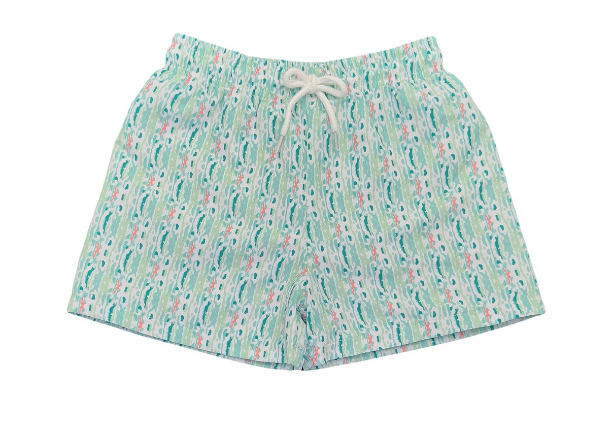 White Ikat Saint Simons Swim Trunk
