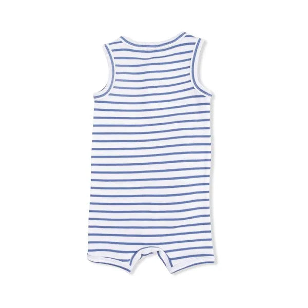 Navy Stripe Henley Shortie Romper