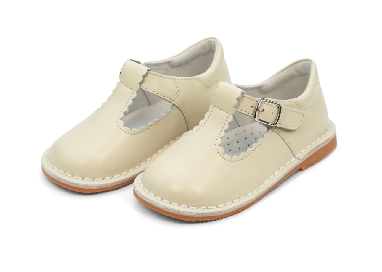Selina Scalloped T-Strap Mary Jane - Oatmeal