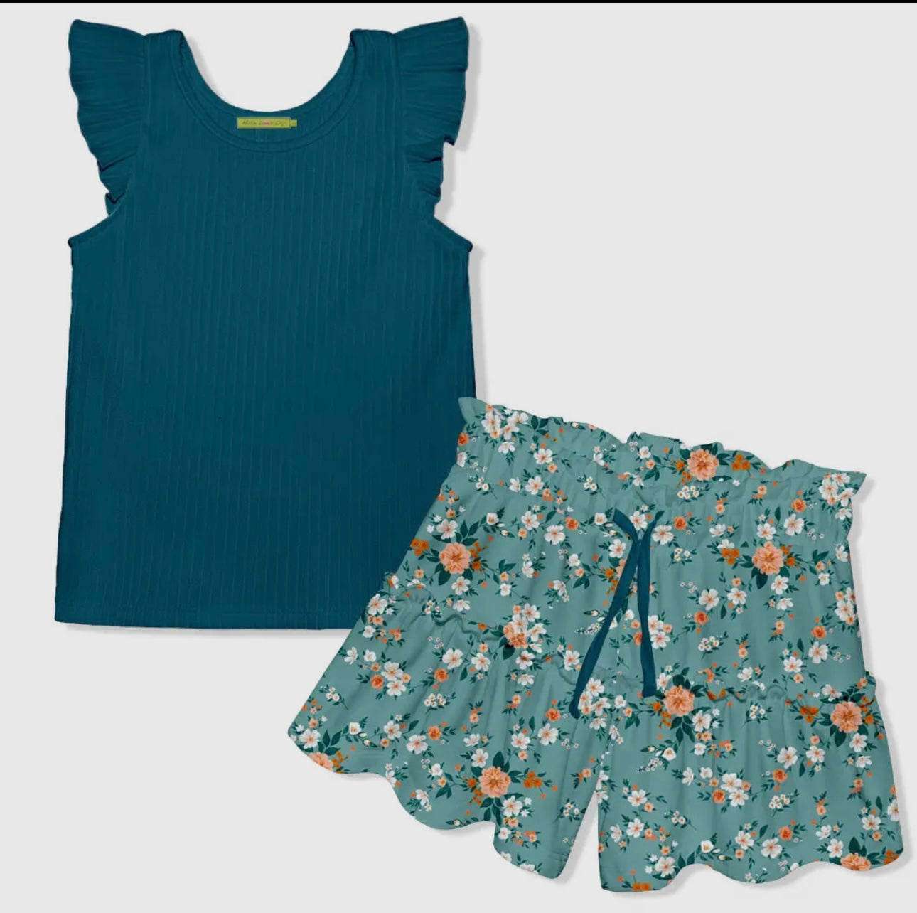 Ribbed Top & Floral Garden Split Skirt