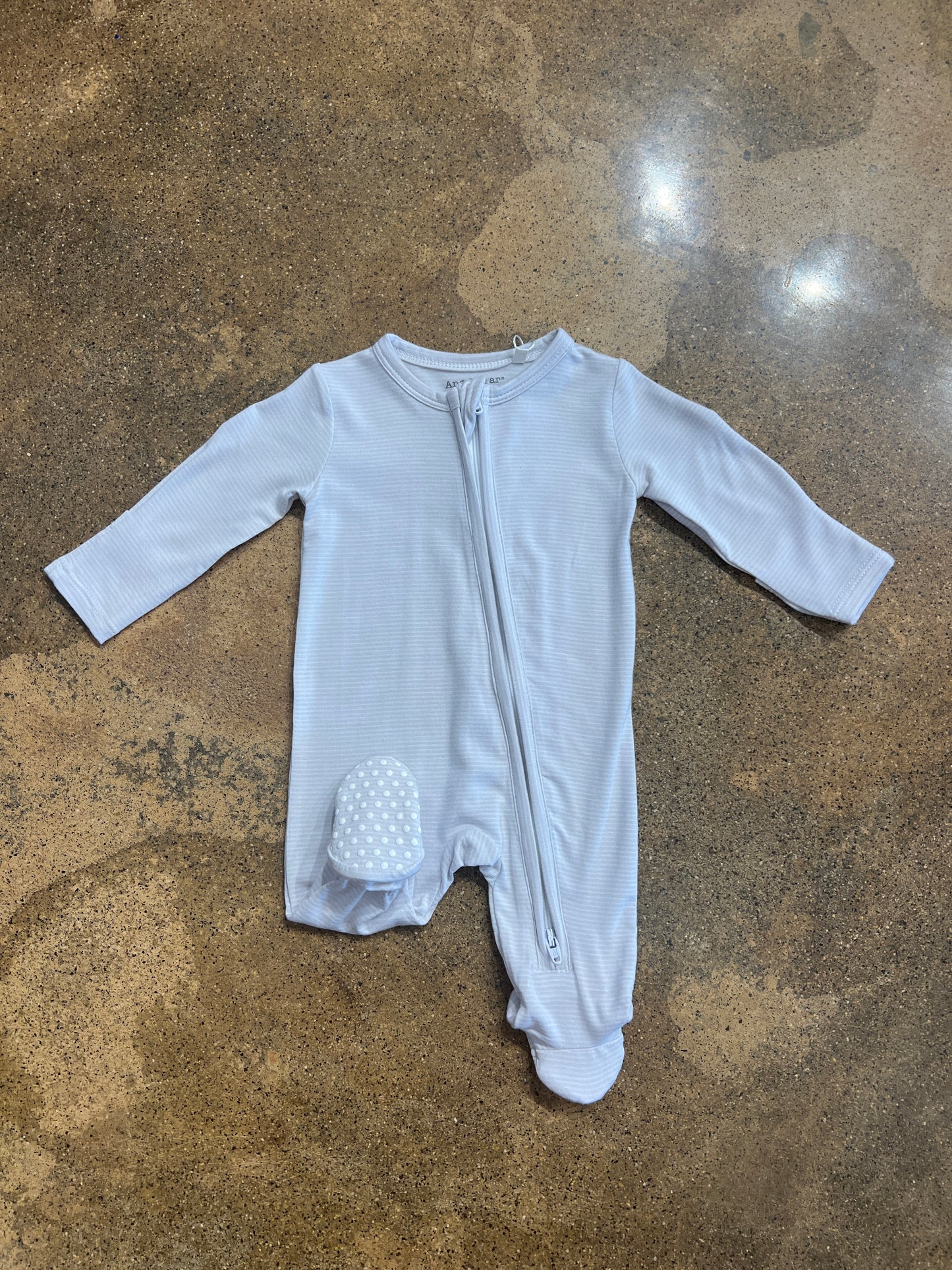 Stripe Classic Grey Zipper Footie