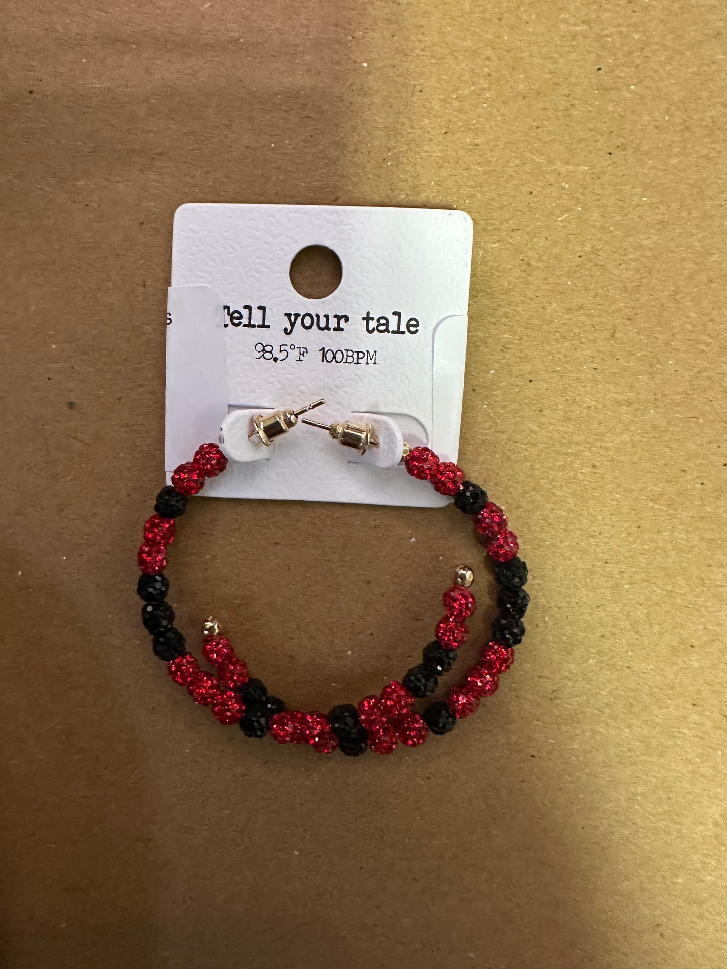 Red & Black Beaded Hoops