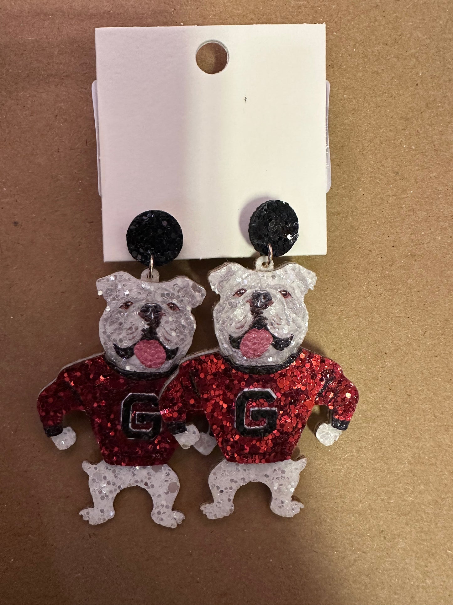 Standing Bulldog Glitter Earrings