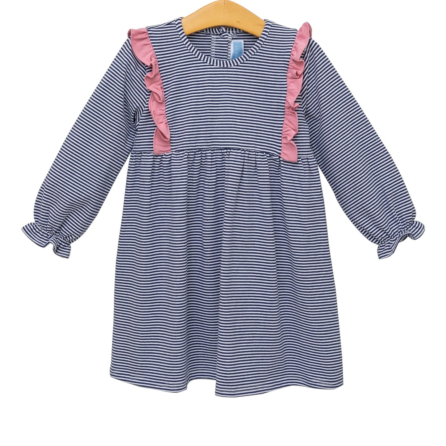 Olivia Dress - Navy Stripe/Pink