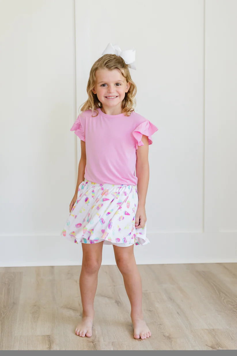 Pink Ruffle Cap Sleeve
