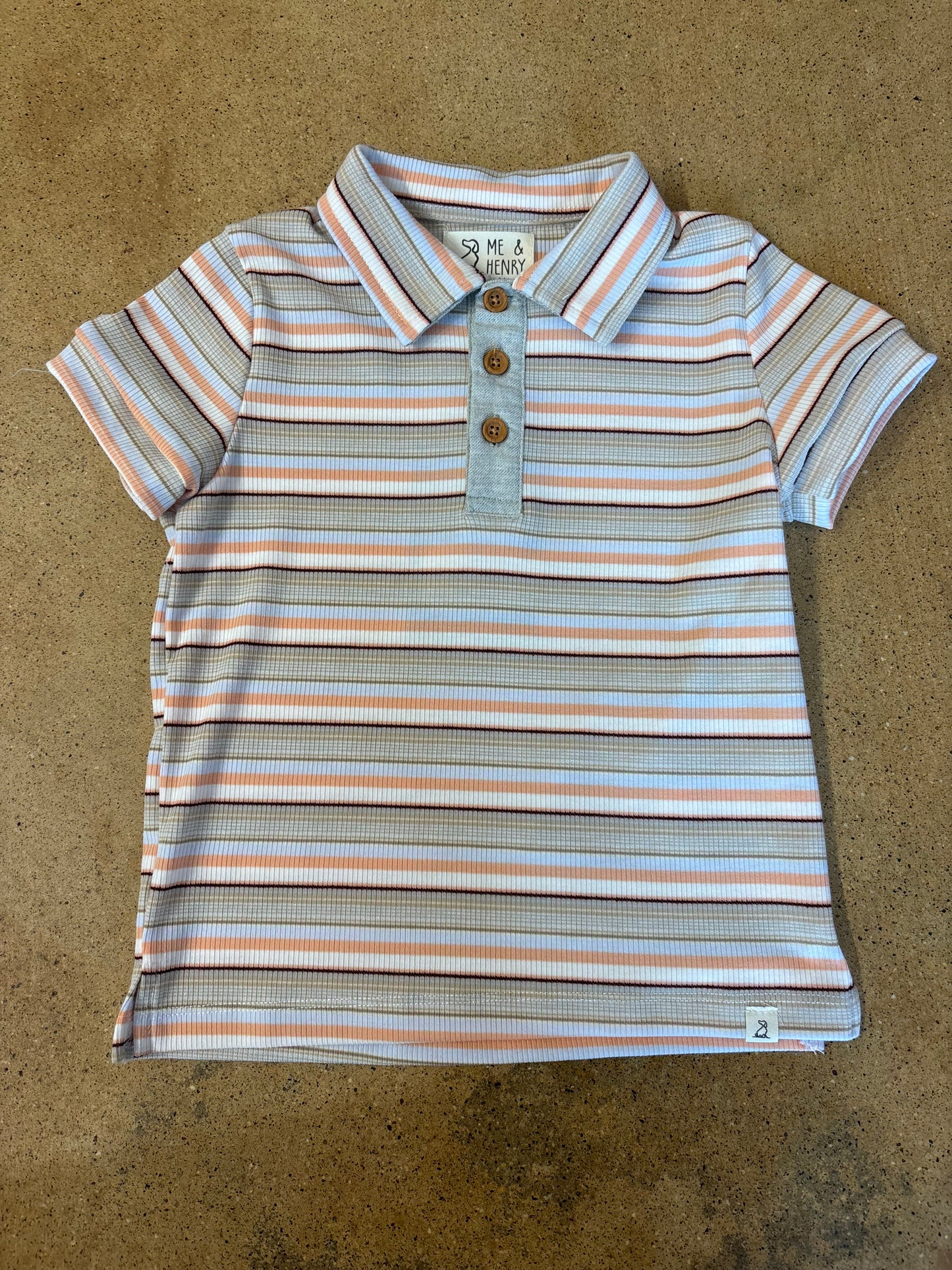 Beige Multi Striped Polo