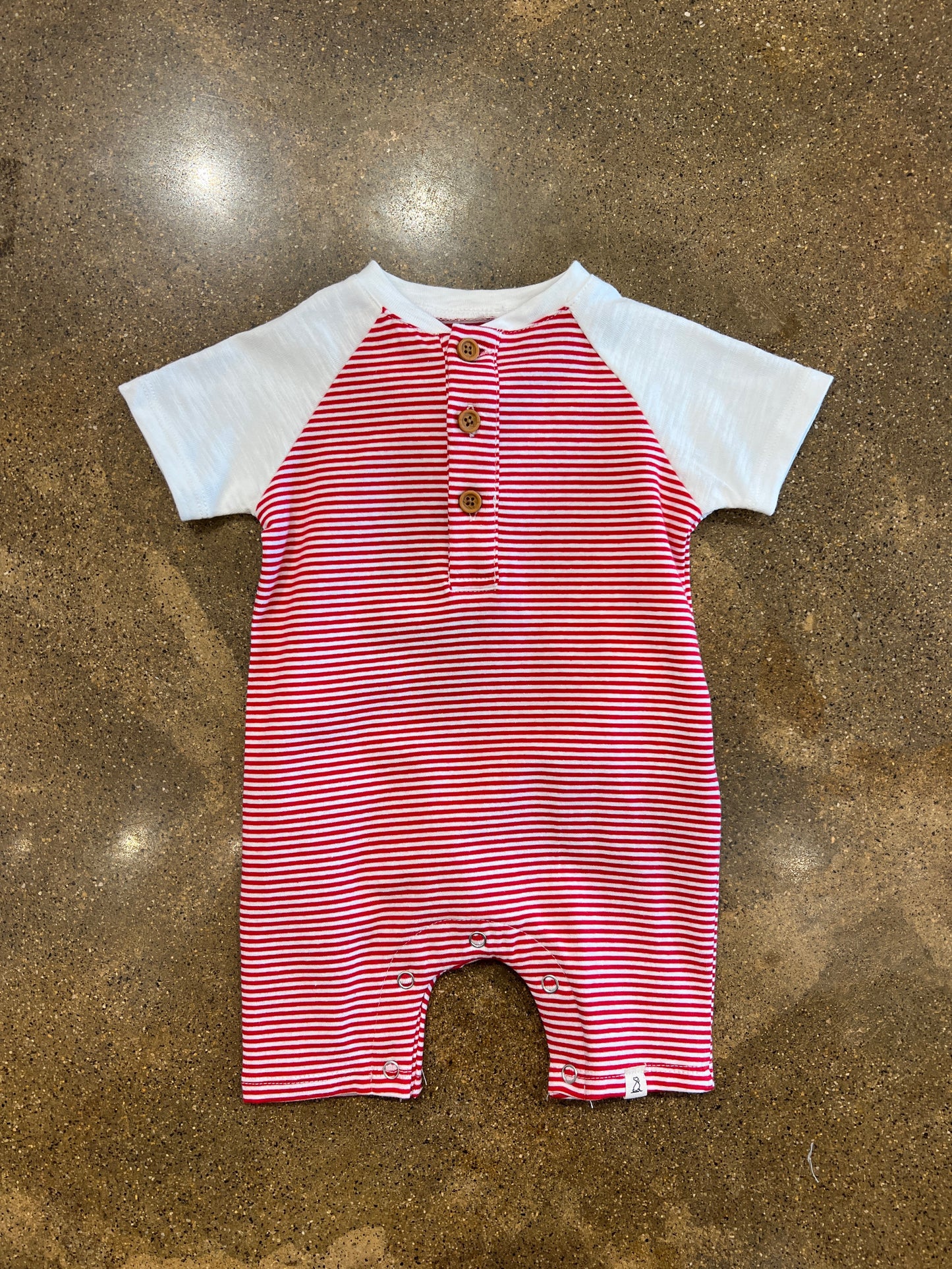 Red/White Stripe Raglan Romper