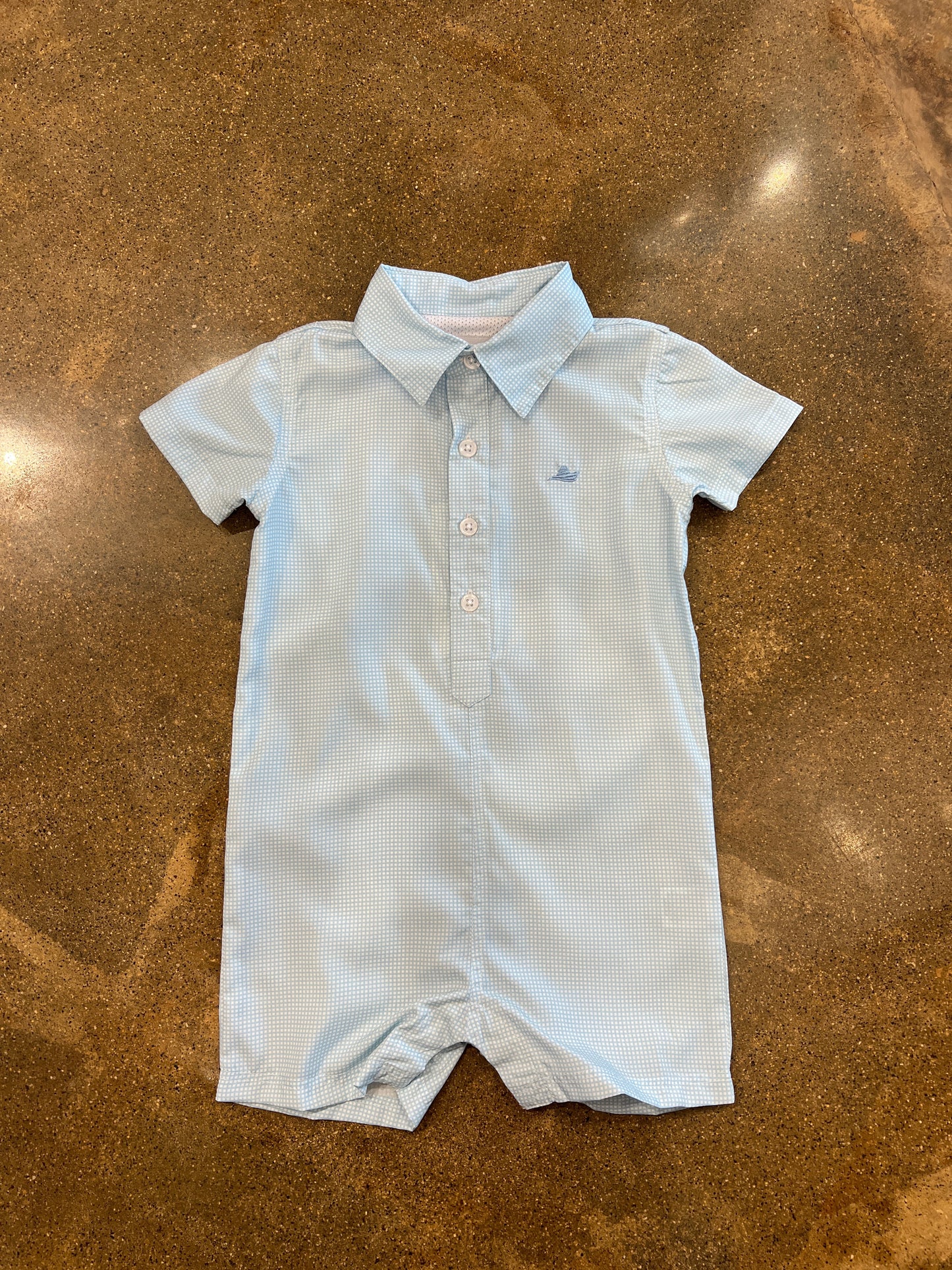 Performance Romper - Mini Blue Gingham