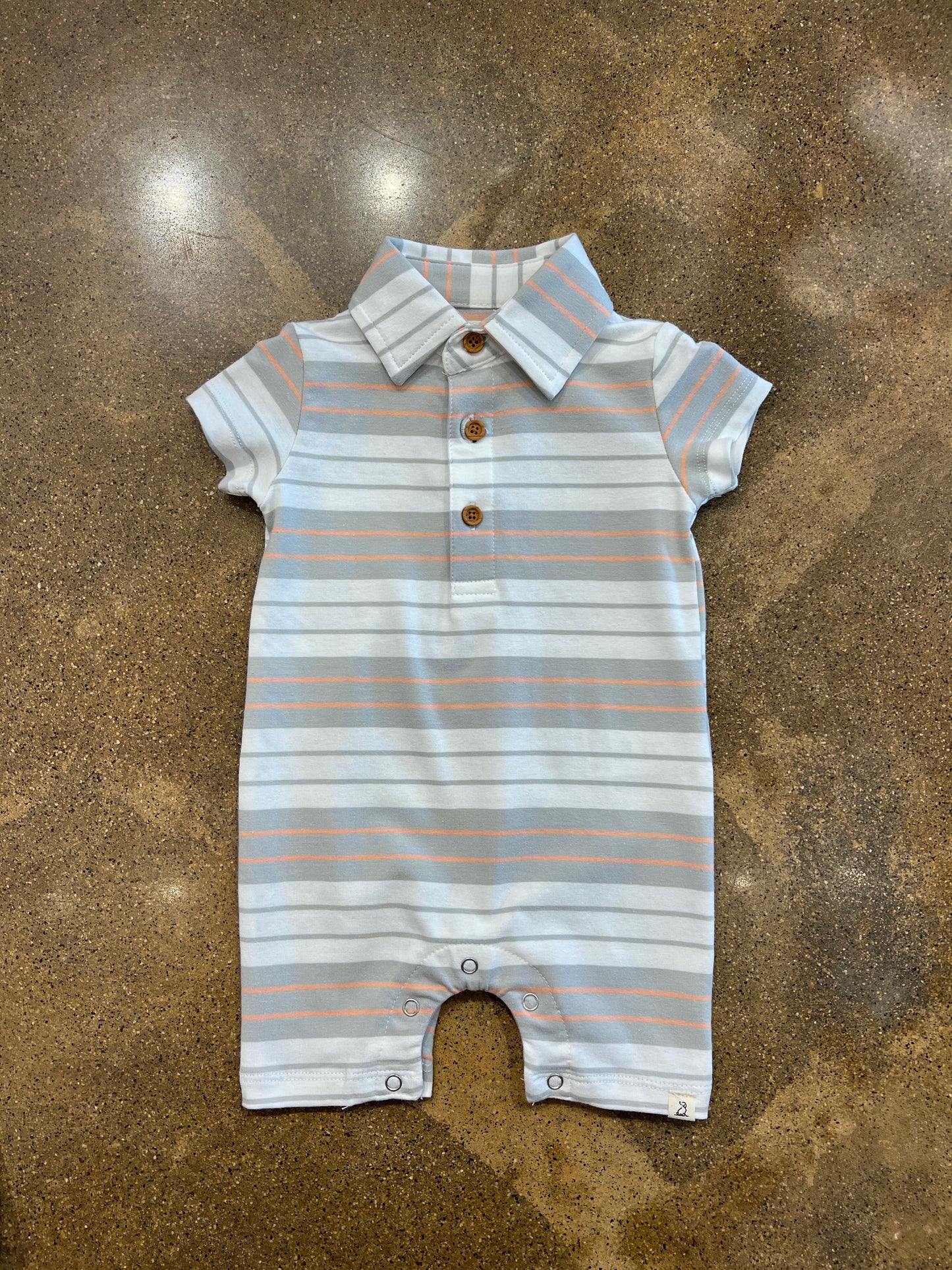 Grey/White Stripe Polo Romper