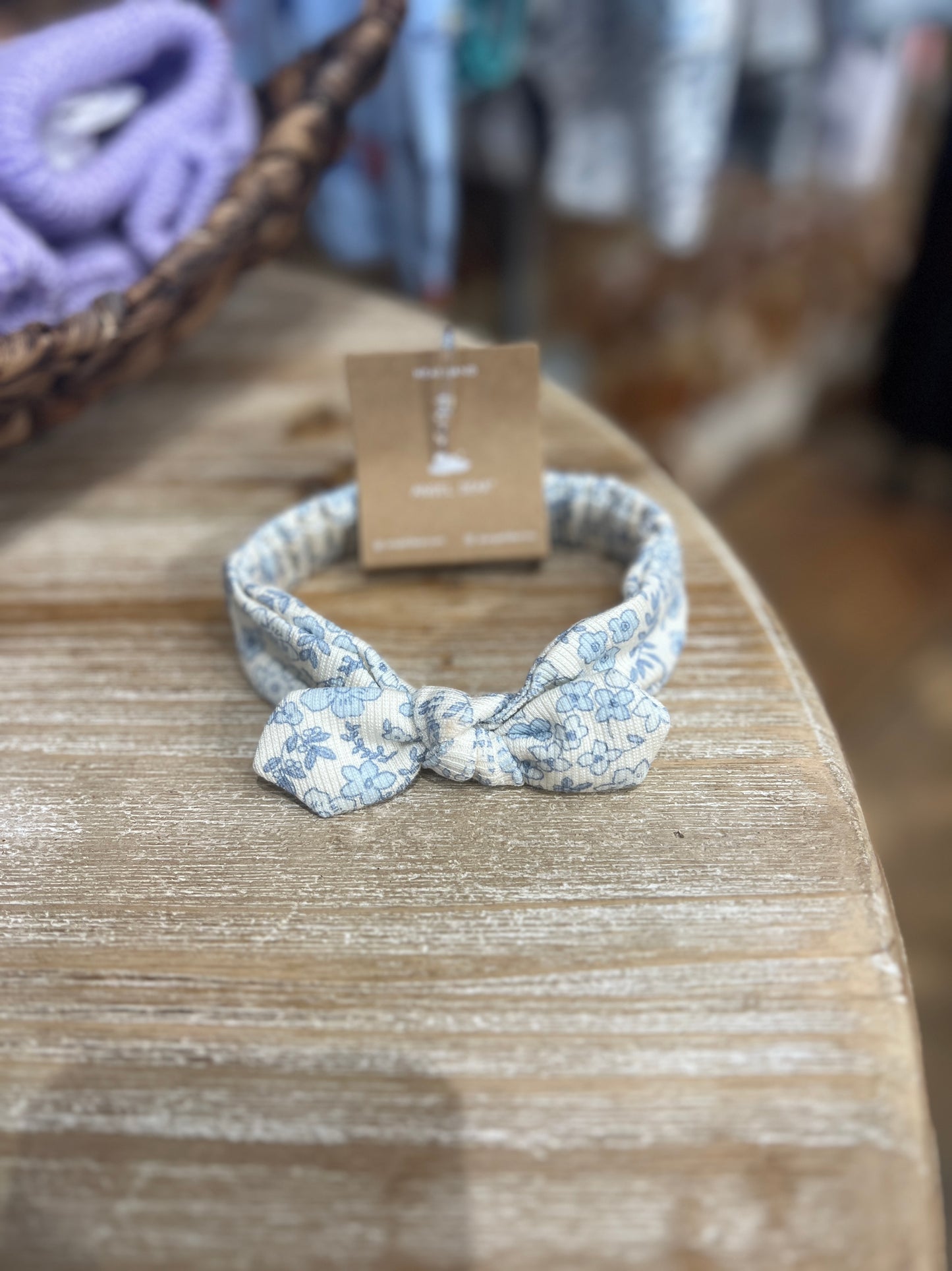 Blue Calico Floral Knot Headband