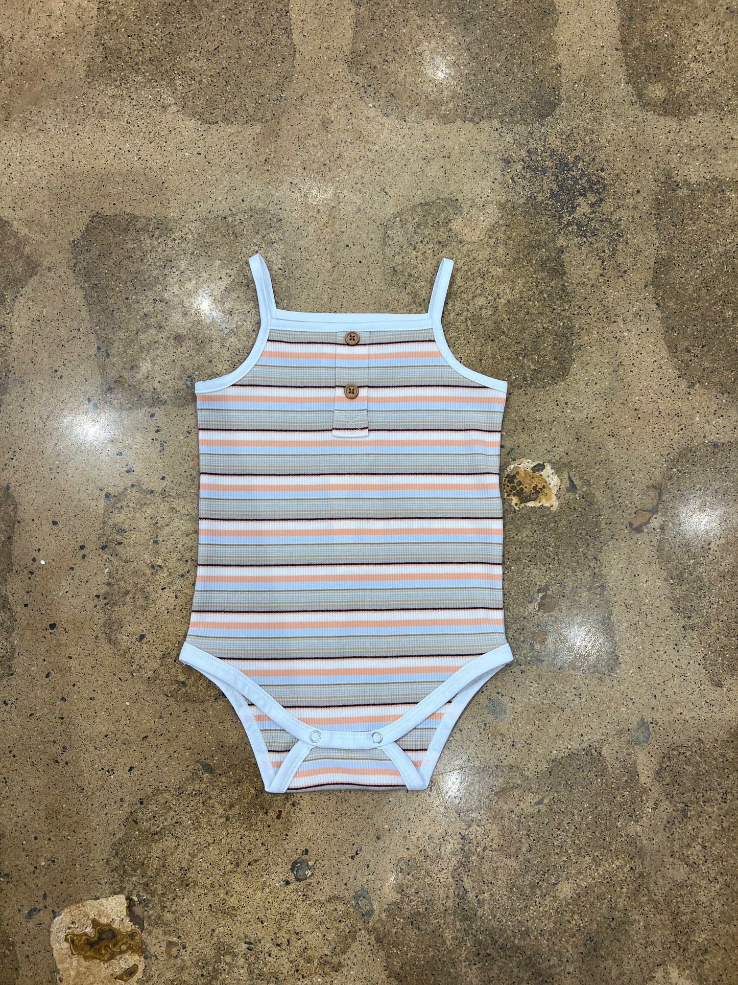 Natural Retro Stripe Karter Onesie