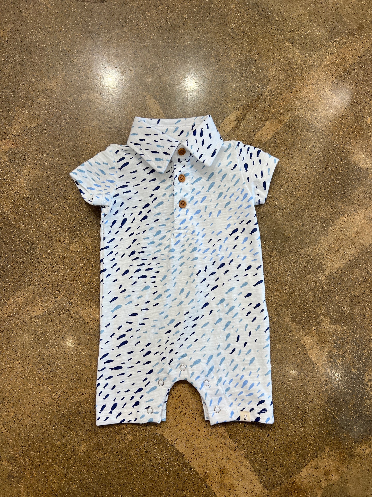 Blue/Yellow Fish Polo Romper