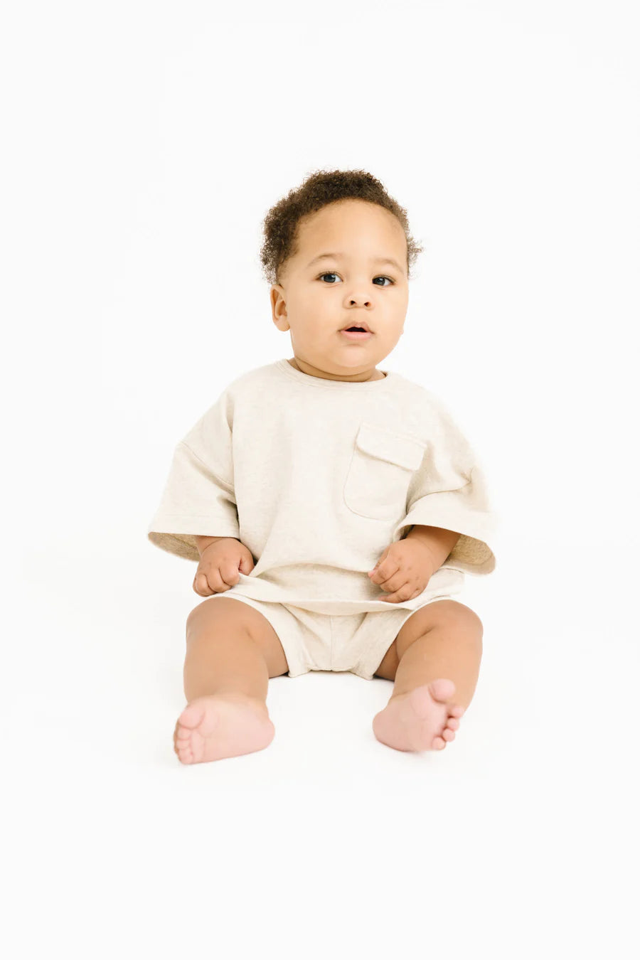 Oatmeal Cargo Short Set