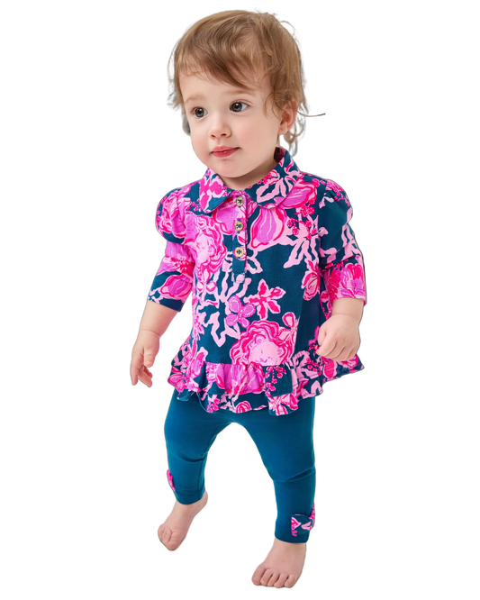 Mags Infant Tunic & Legging Set - Starlight Navy Once And Floral