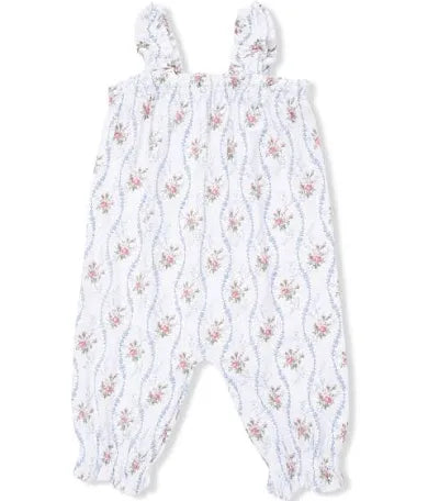 Heirloom Rose Stripe Ruffly Strap Overall