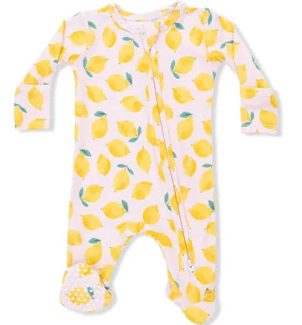 Sunny Lemons Zipper Footie
