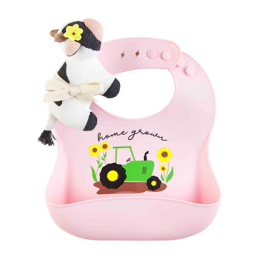 Pink Farm SIlicone Bib & Rattle