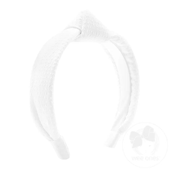 White Seersucker Knot Headband