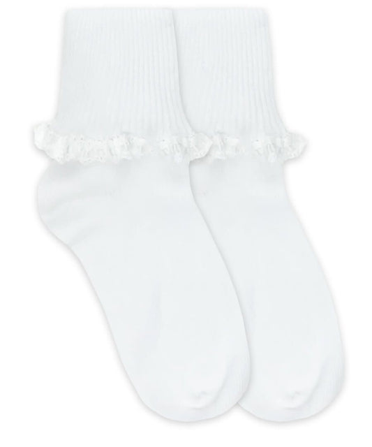 Jefferies Socks Cluny & Satin Lace Turn Cuff Socks 1 Pair