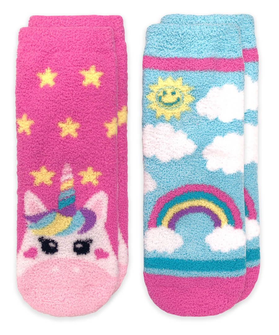 Unicorns & Rainbow Fuzzy Socks