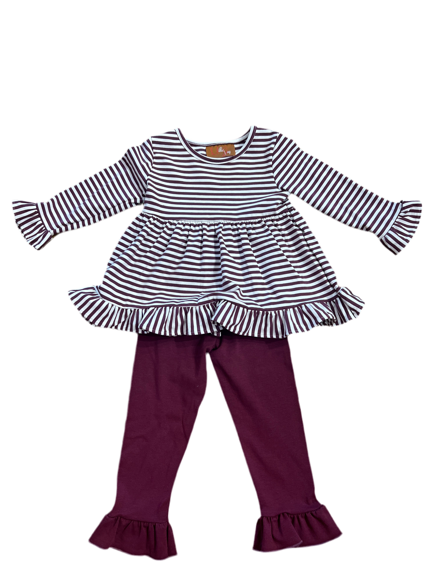 Hallie Ruffle Pant Set - Dark Plum