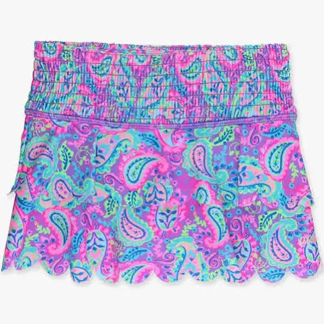 Neon Paisley Pop Active Tiered Flare Skort