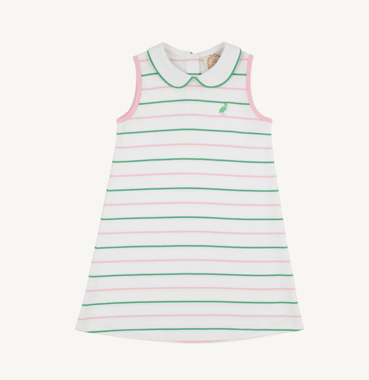 Tradd Street Stripe/Pier Party Pink Maude's Peter Pan Collar Dress
