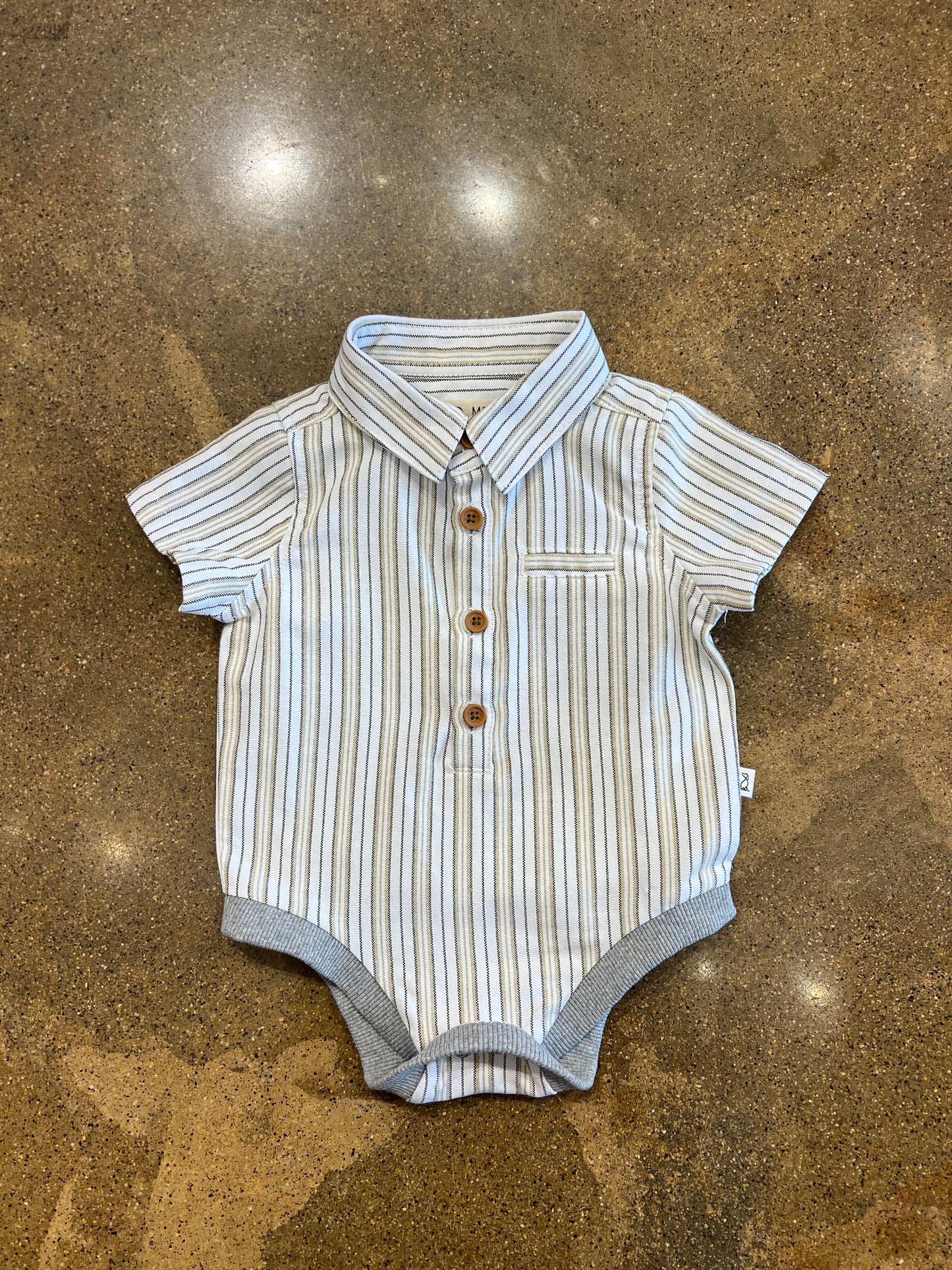 Beige/Brown Stripe Helford Woven Onesie