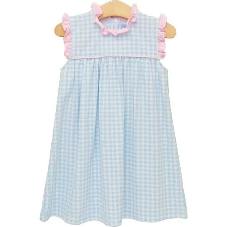 Meredith Dress - Light Blue Gingham/Light Pink