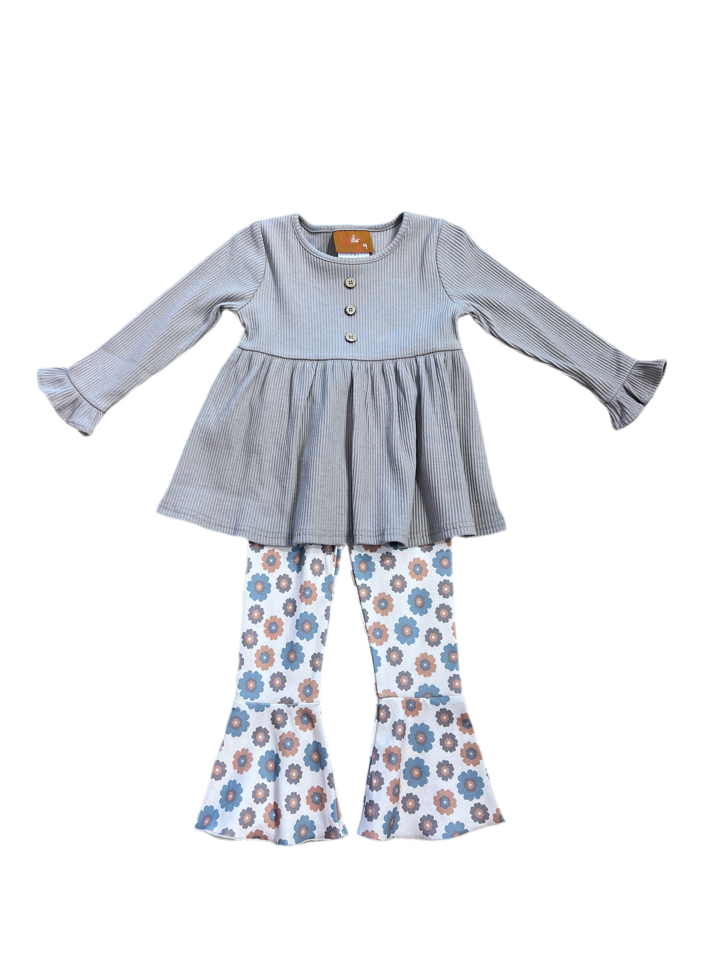 Mocha Floral Bell Bottom Set