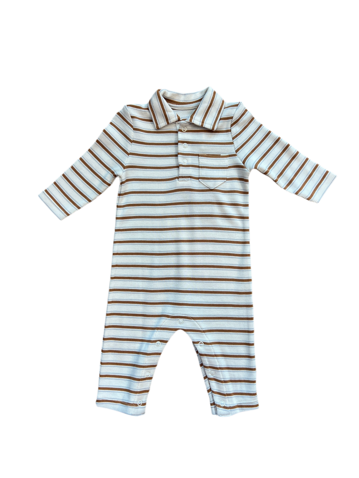 Brown Vintage Stripe Polo Romper