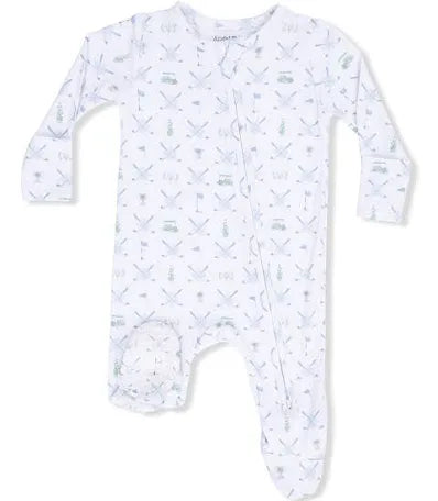 Blue Golf Trellis Zipper Footie