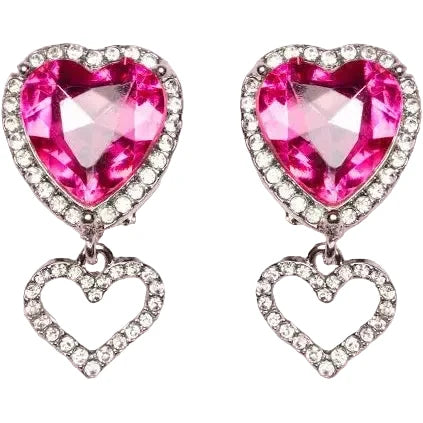 Heart Jewel Clip On Earrings