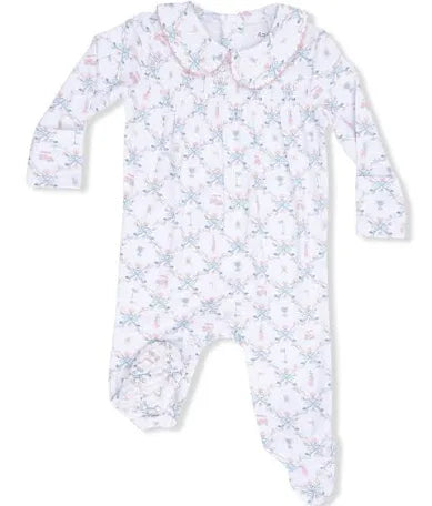 Golf Trellis Pink Smocked Peter Pan Footie