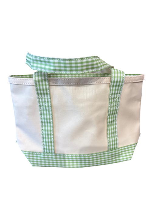 Mini Tote - Coated Canvas Natural/Gingham Leaf