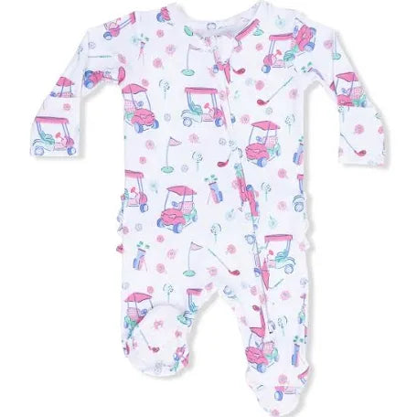 Golf Carts & Flowers Zipper Footie