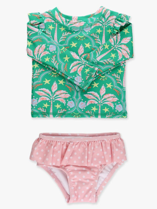Coconut Cabana Flutter LS Skirted 2 Piece Swim
