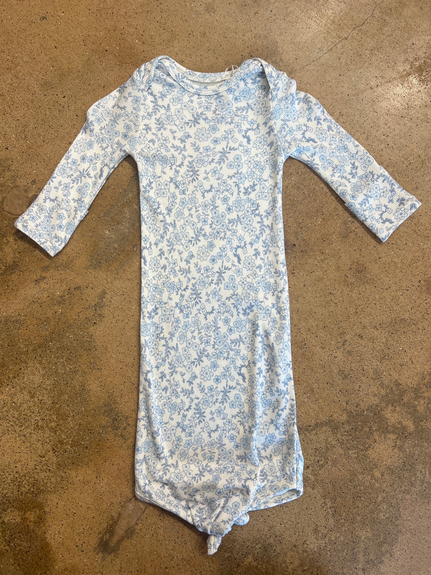 Blue Calico Floral Knotted Gown