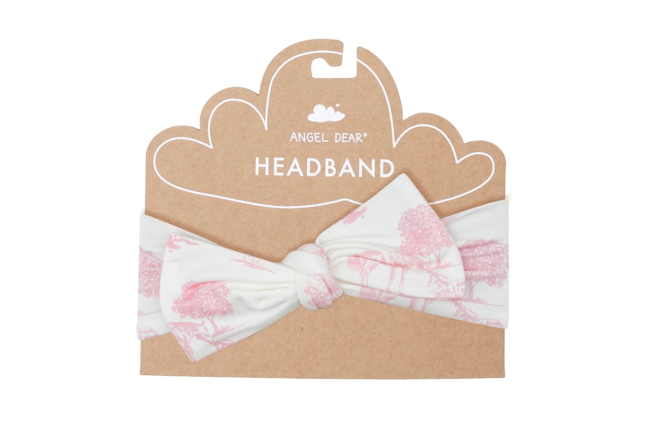 Farm Toile Pink Headband 0-12M