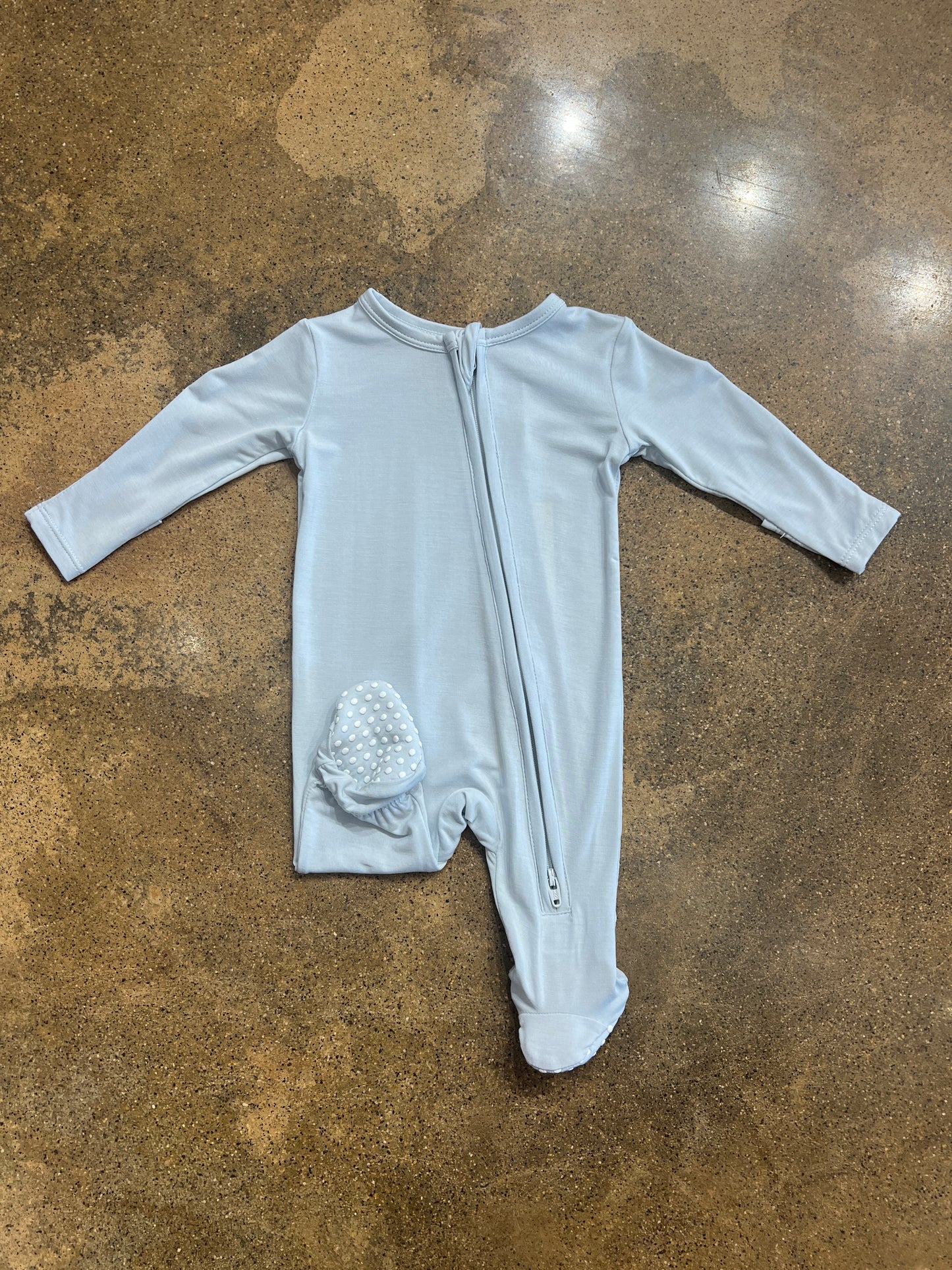 Solid Classic Blue Zipper Footie