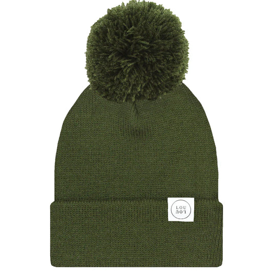 Beanie with Pom - Olive Green