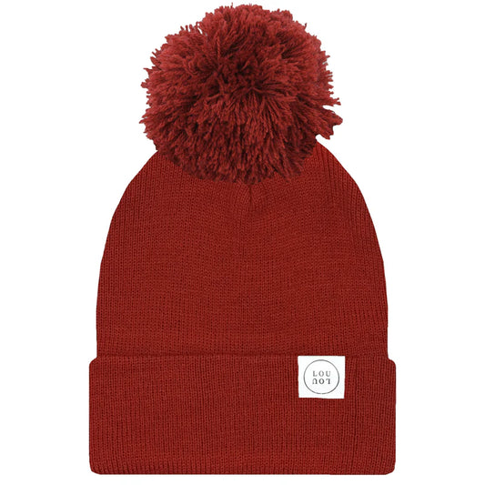 Beanie with Pom - Brick Red